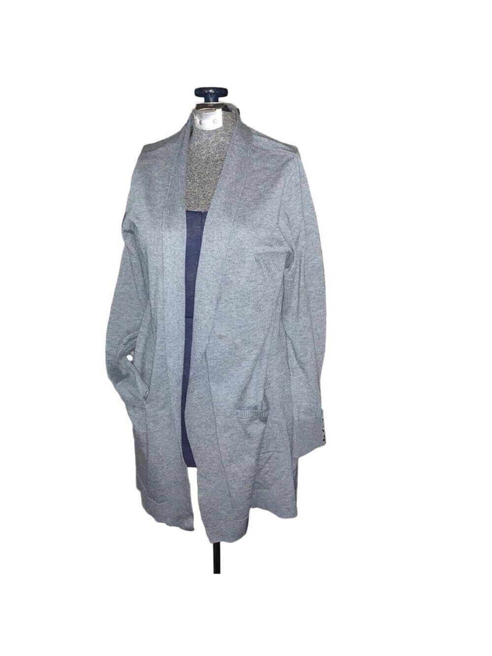 Women's Verve amí Grey Cardigan with Silver Buttons Pockets Size M